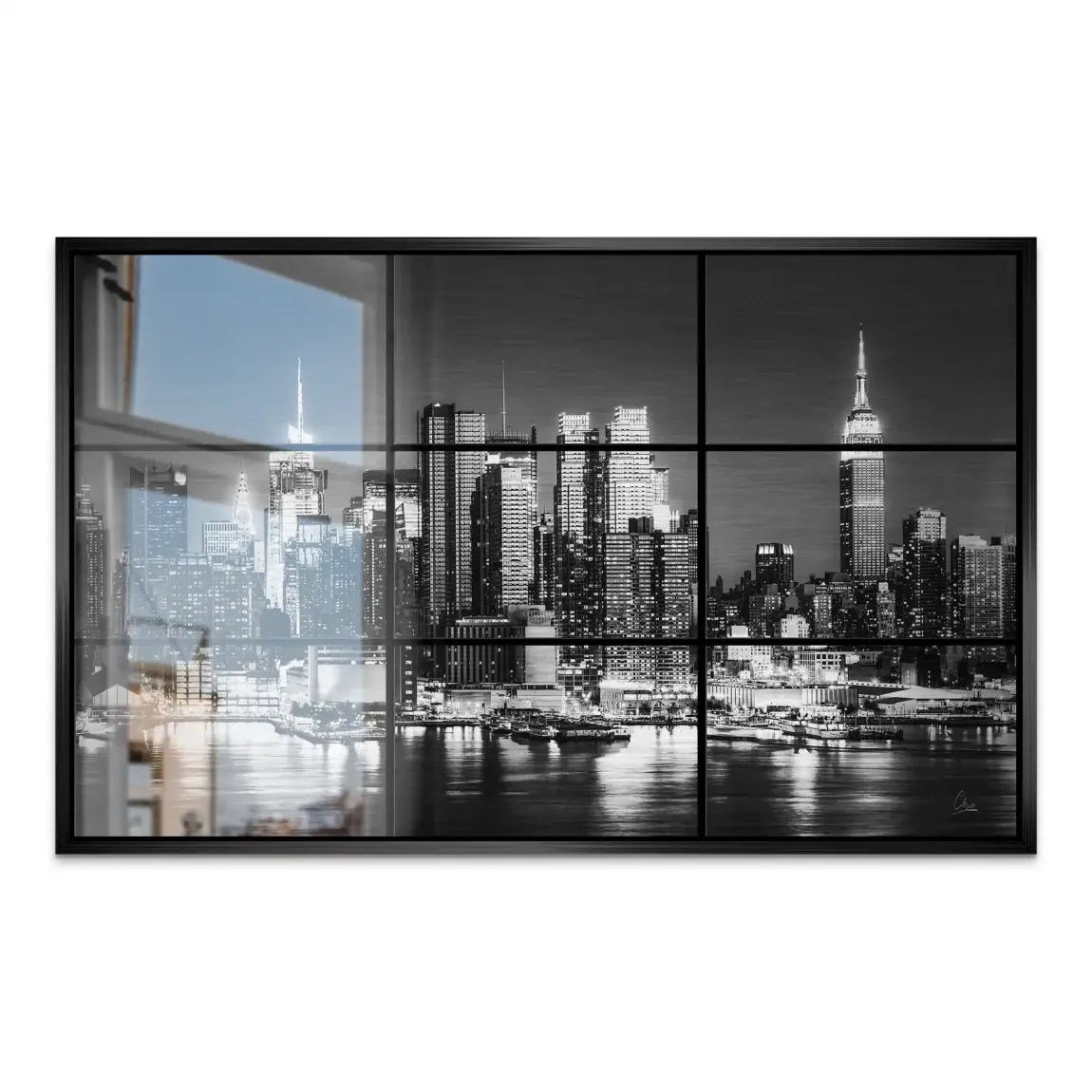 New York Black Skyline AluDibond Gebürstet