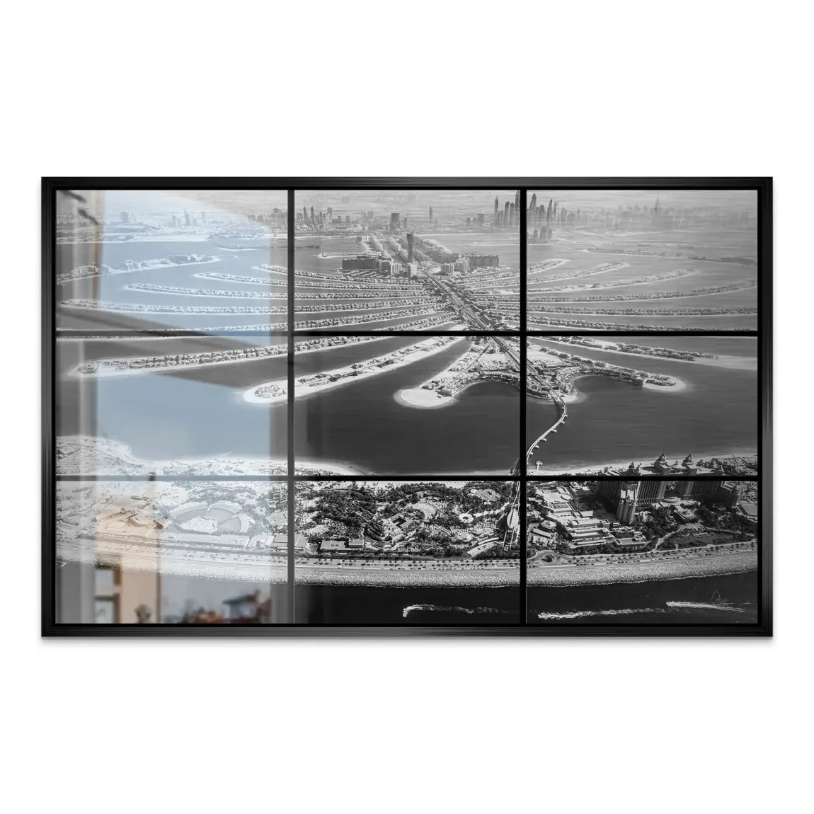 Palm View Dubai Noir AluDibond Gebürstet