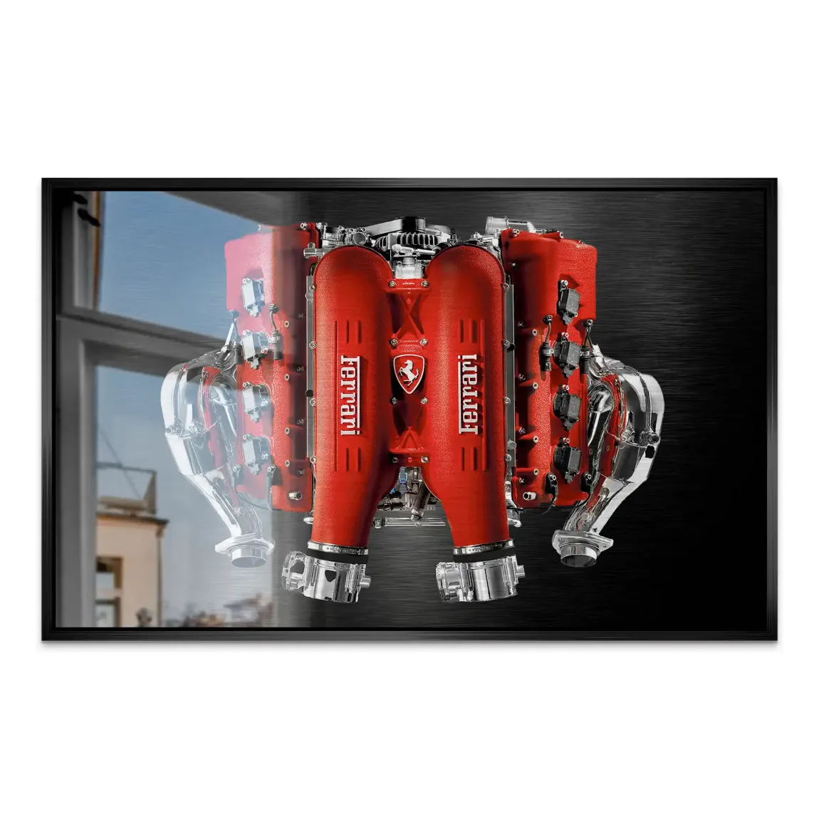Ferrari V8 Motor AluDibond Gebürstet
