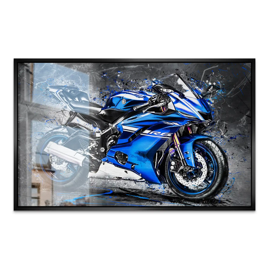 Yamaha R6 Abstrakt Blau AluDibond Gebürstet INGALERIE