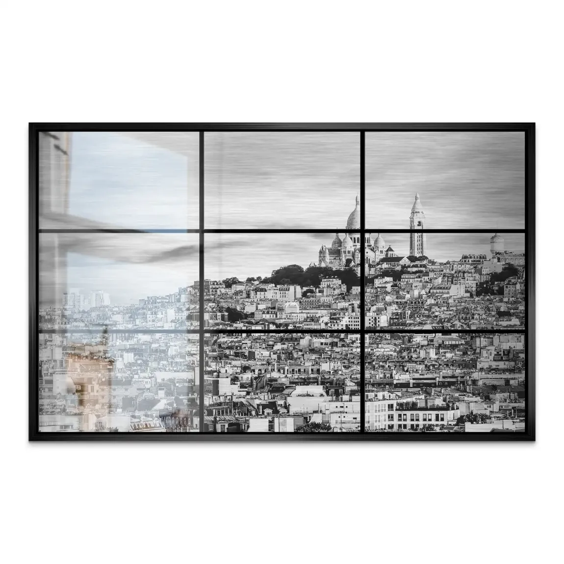 Paris Skyline Black and White AluDibond Gebürstet