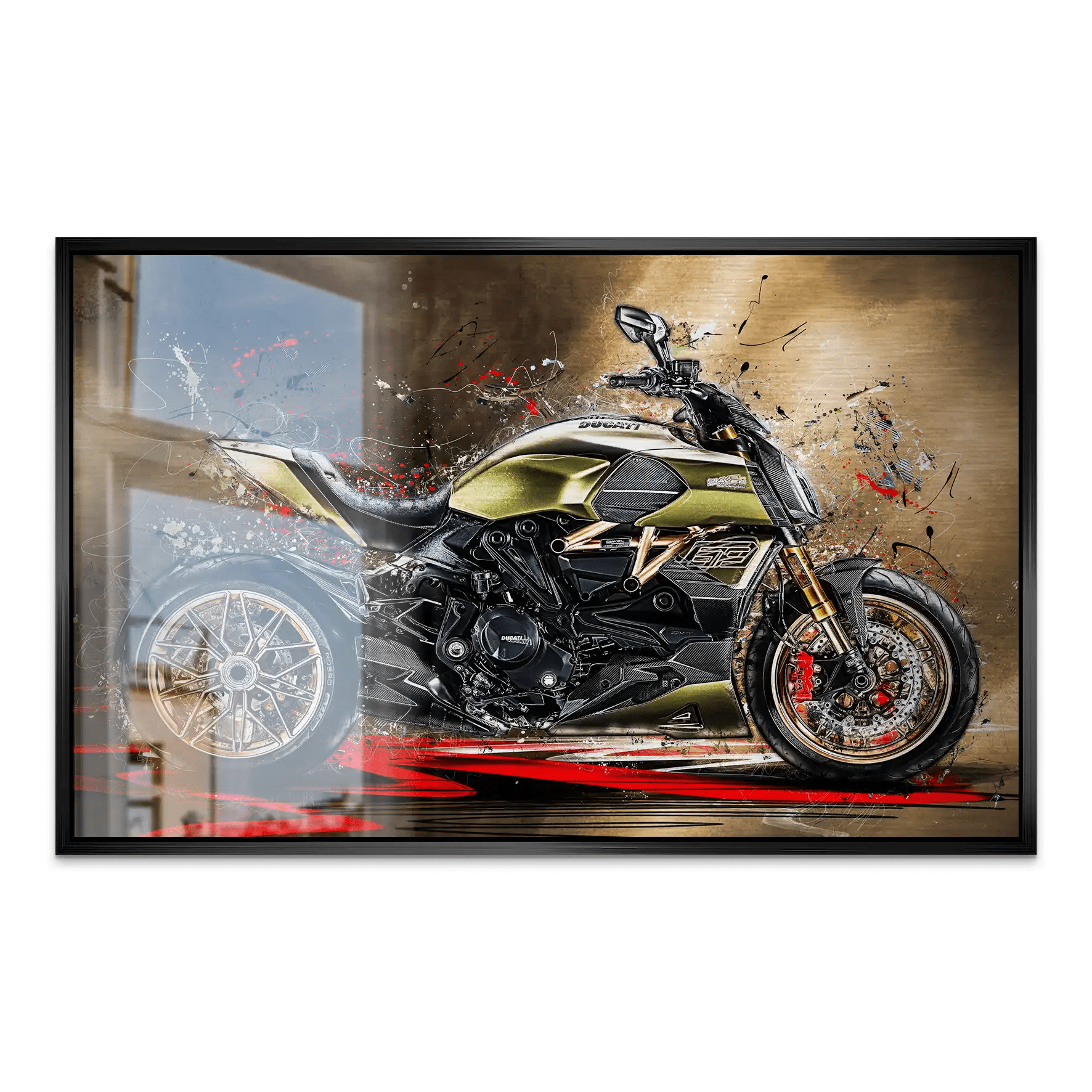 Ducati Diavel Lambo Retro Alu Dibond Gebürstet INGALERIE
