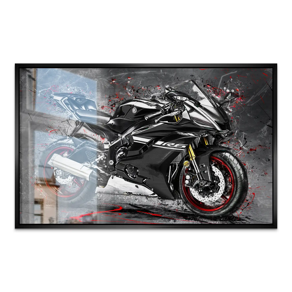 Yamaha R6 Abstrakt Black AluDibond Gebürstet INGALERIE