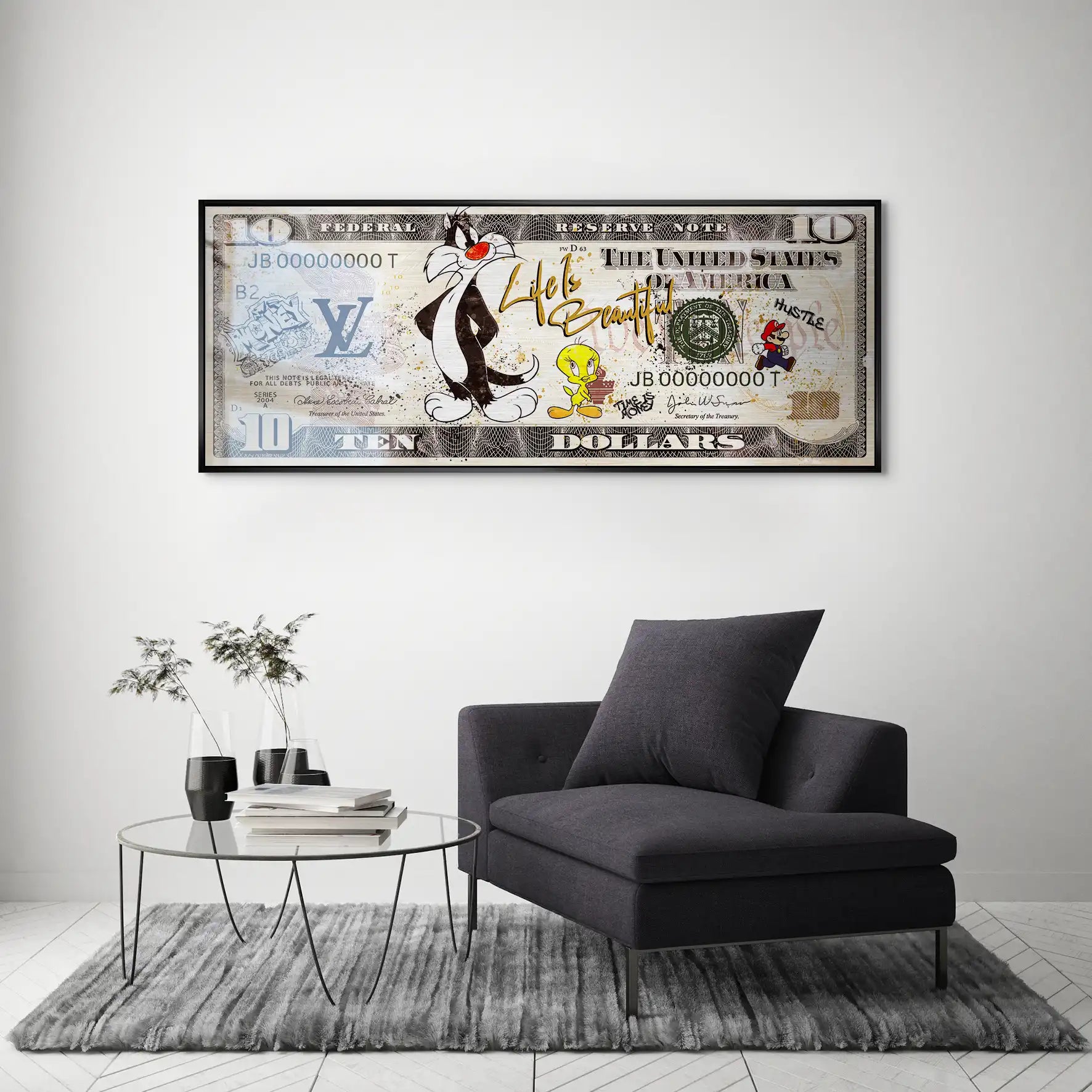 Tweety und Sylverster Dollar AluDibond Gebürstet INGALERIE