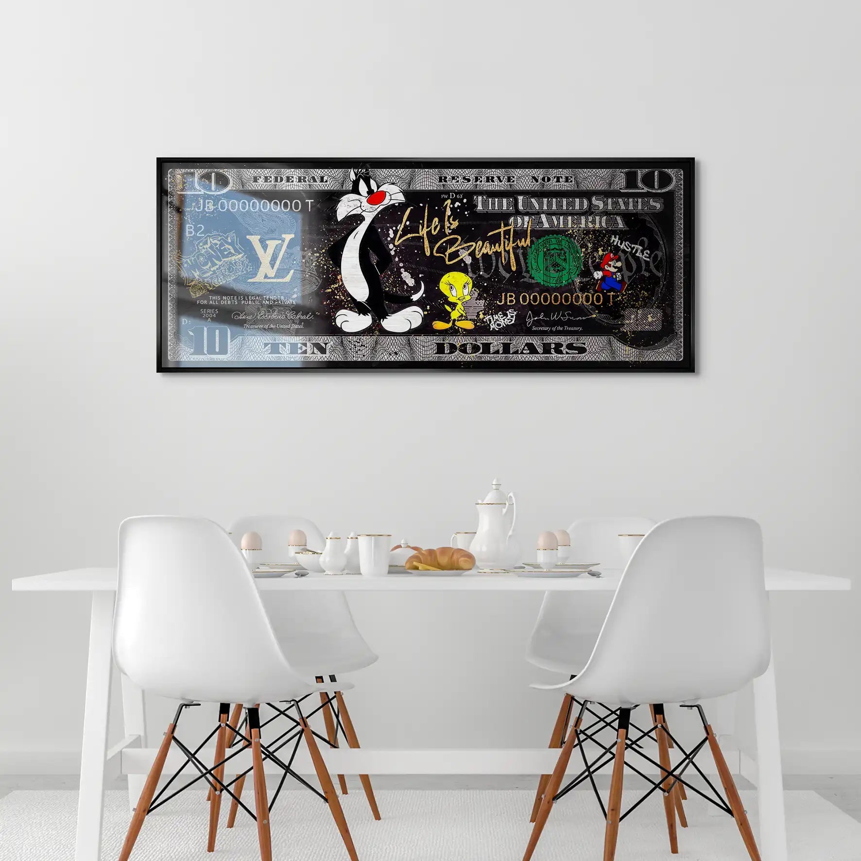 Tweety und Sylvester Hustle Dollar AluDibond Gebürstet INGALERIE