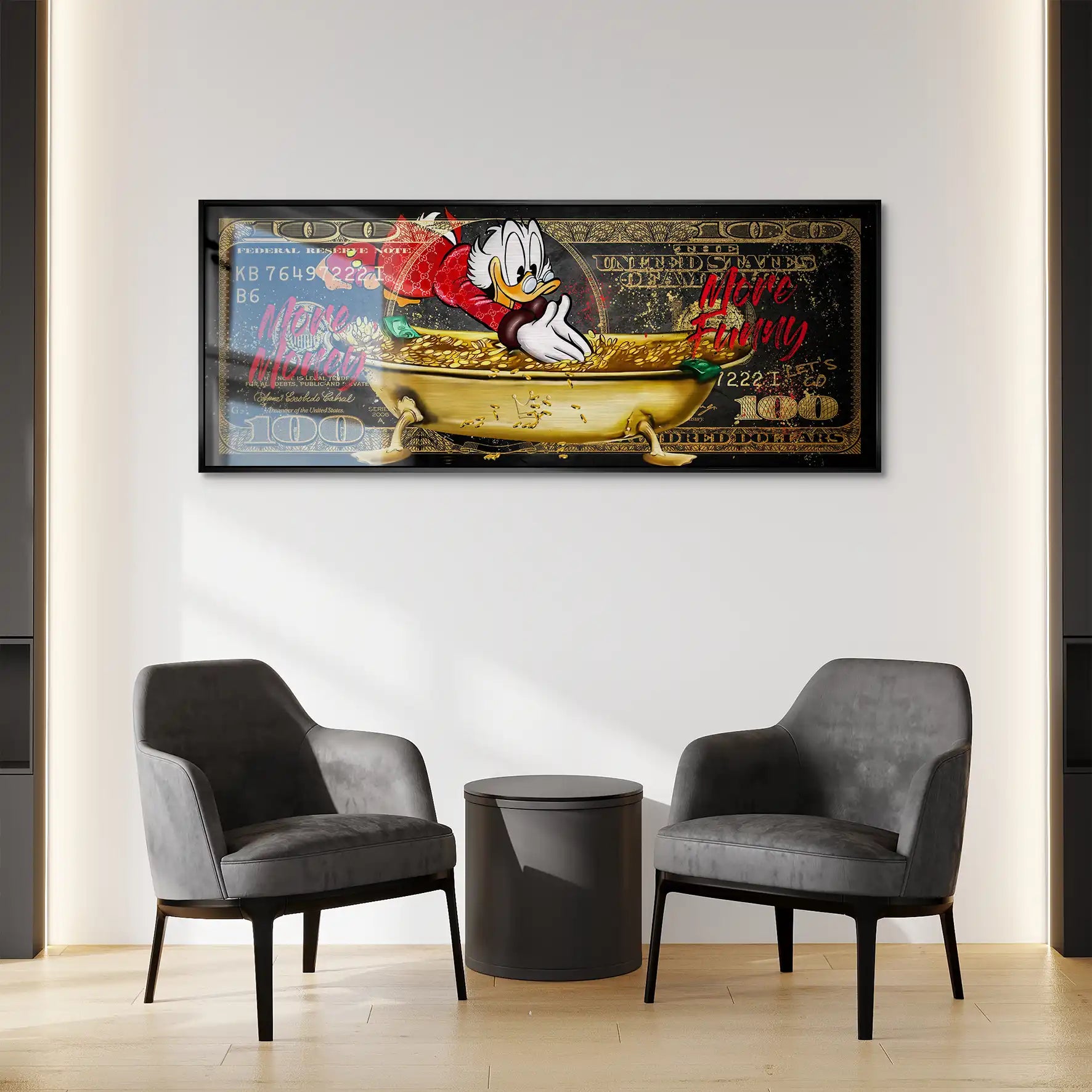 Dagobert Dollar More Money Pop Art Alu Gebürstet INGALERIE