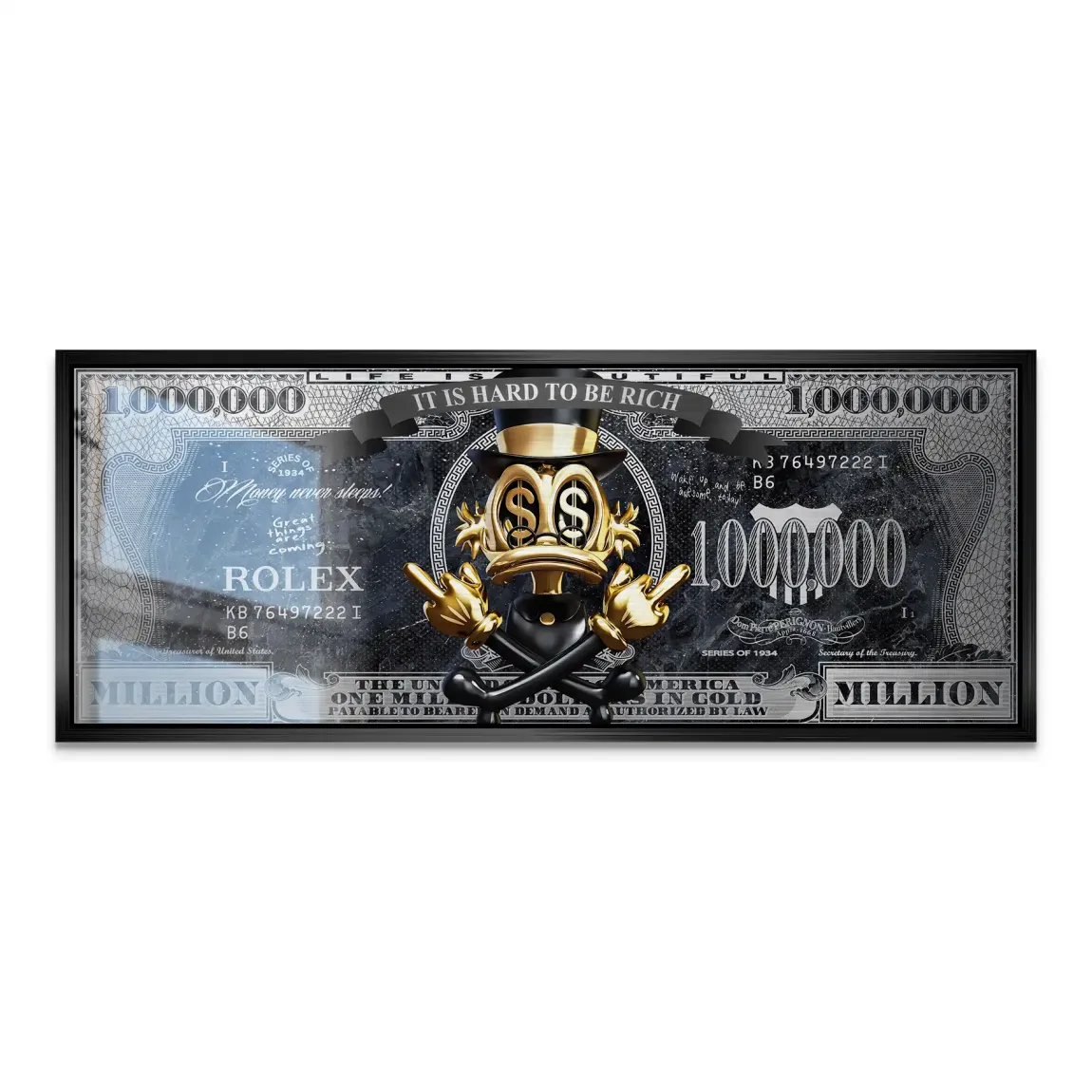 Dagobert Duck Totenkopf Black Dollar Alu Gebürstet INGALERIE