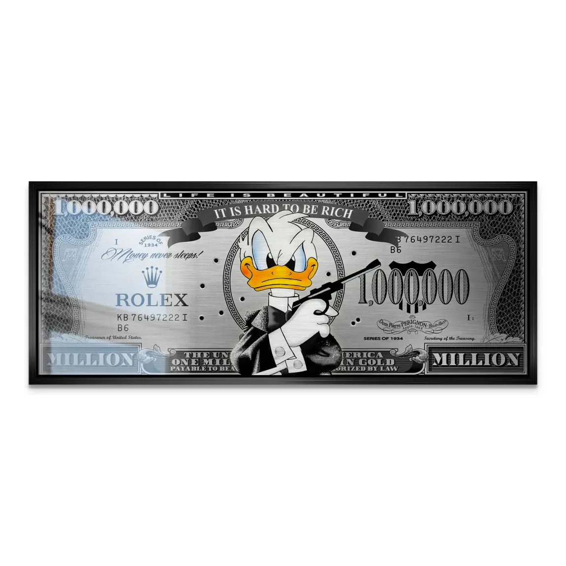 Donald Duck License to Bill Pop Art Dollar Alu Gebürstet INGALERIE