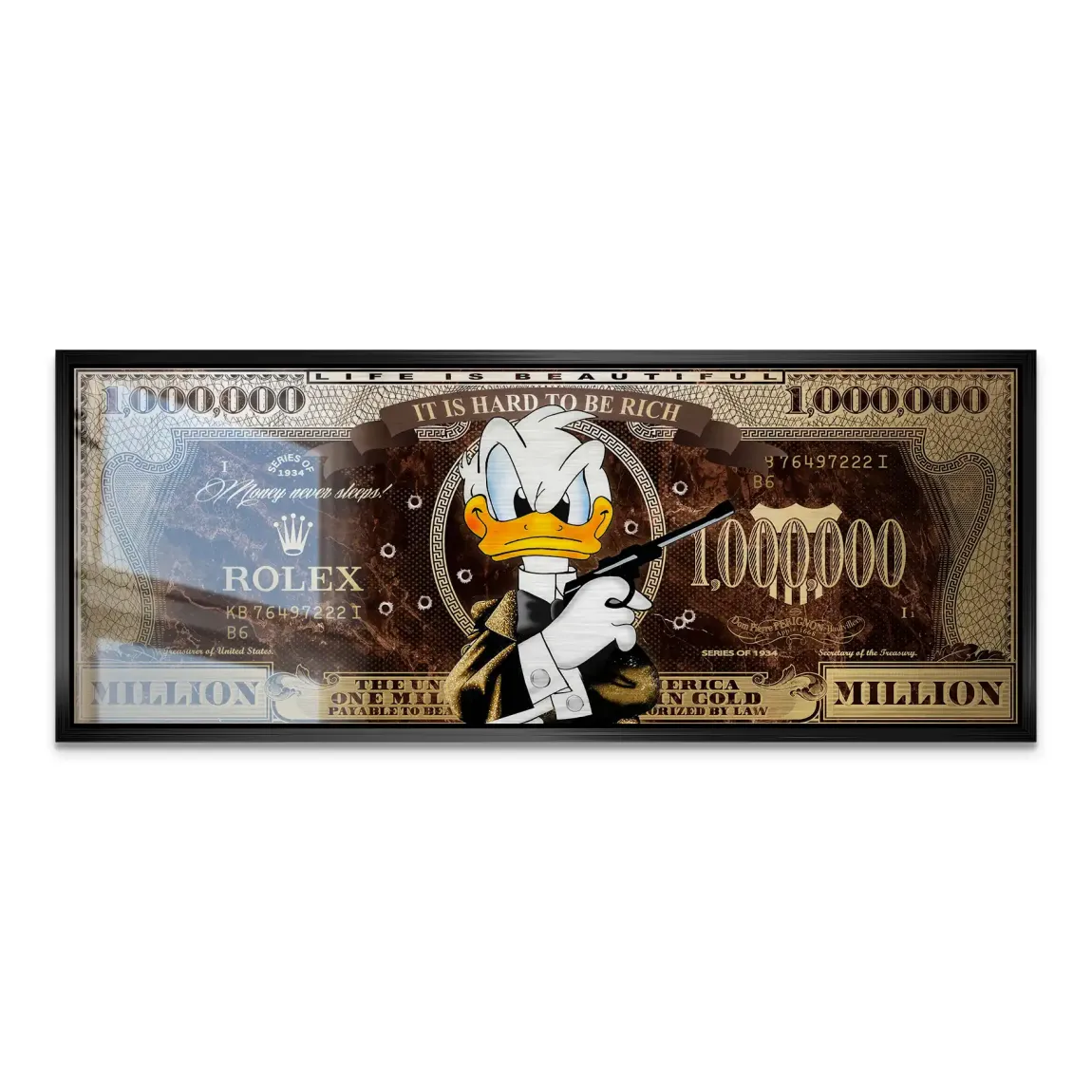 Donald Duck Rich State of Mind Pop Art Alu Gebürstet INGALERIE