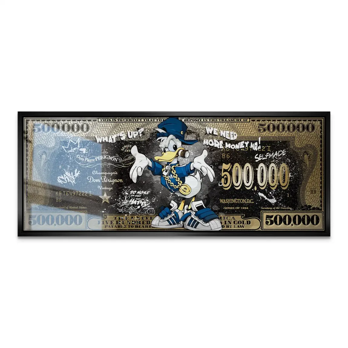 Donald Duck Whats Up Dollar Style Alu Gebürstet Bild INGALERIE