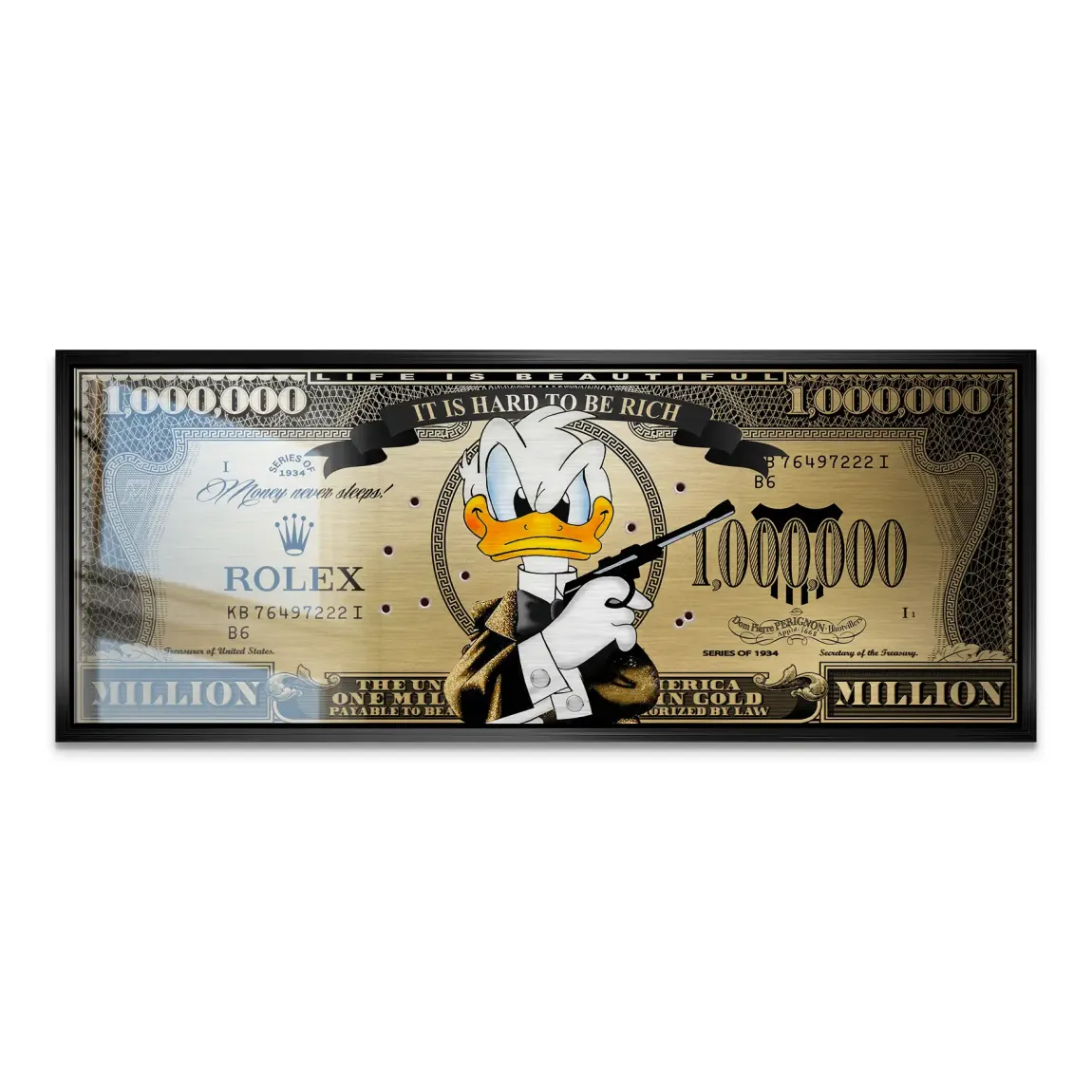 Donald Duck Goldfinger Instinct Pop Art Dollar Alu Gebürstet INGALERIE