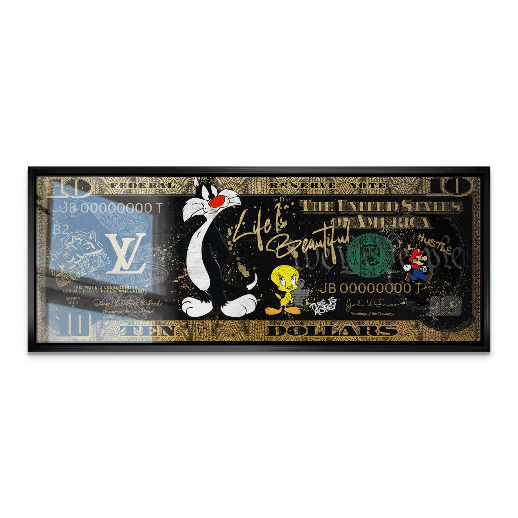 Tweety und Sylverster Black Dollar AluDibond Gebürstet INGALERIE