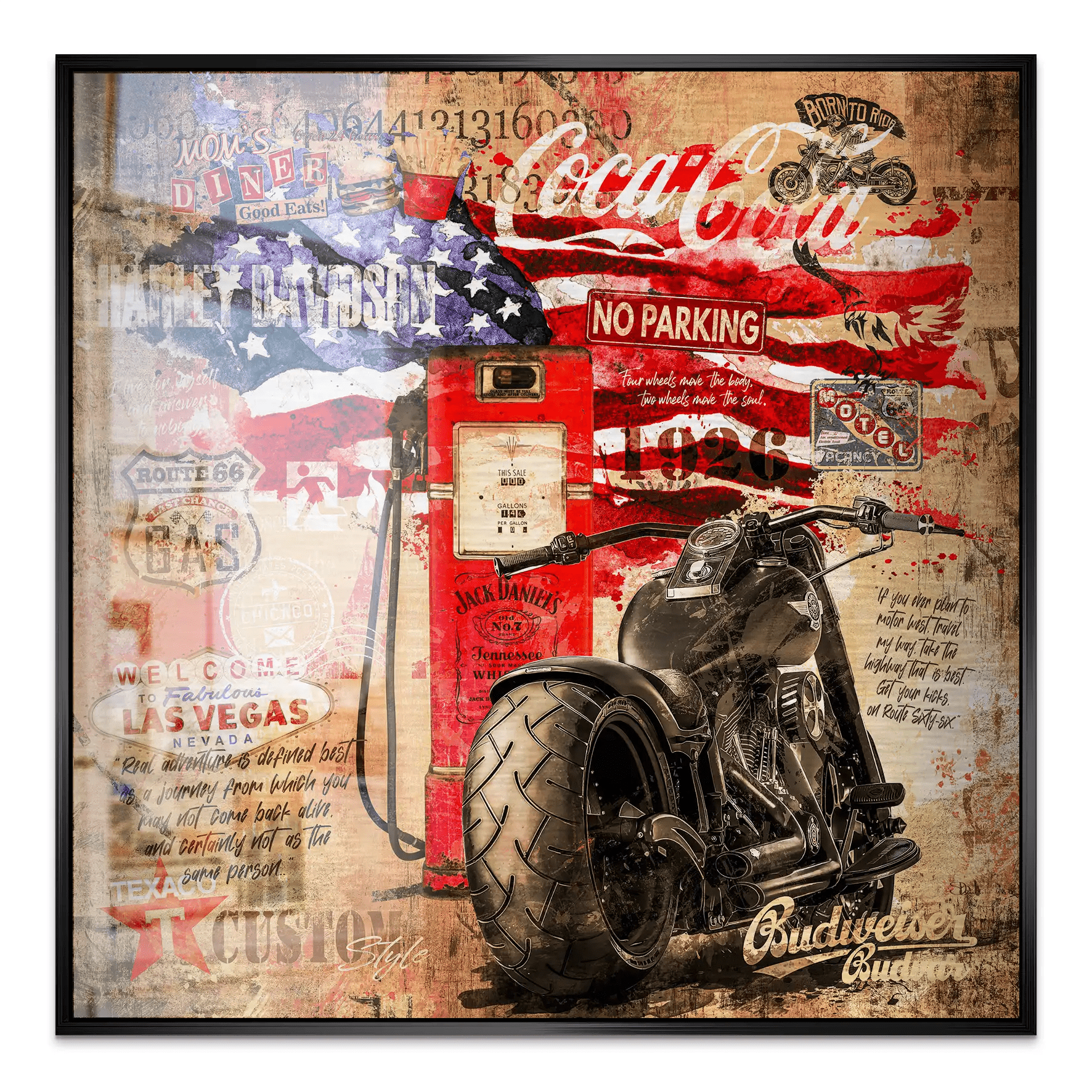 Harley USA Pop Art Retro Alu Gebürstet Bild INGALERIE