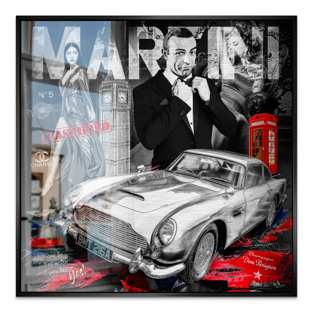 James Bond Martini Connery Style Alu Gebürstet Bild INGALERIE