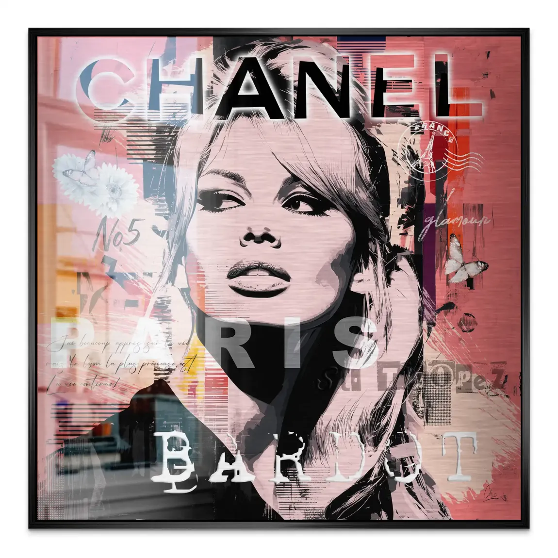 Bardot Chanel Art Aluminiumbild gebürstet