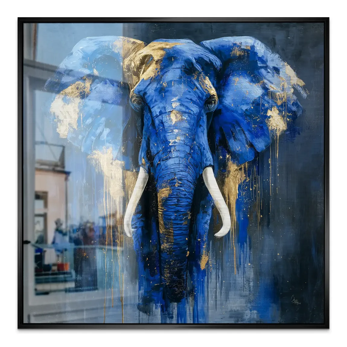 Blauer Elefant Abstrakt Aluminiumbild gebürstet