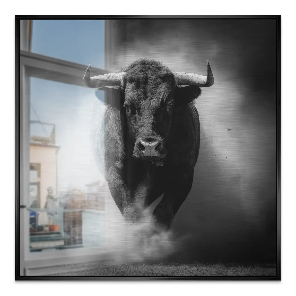 Stier Noir Aluminiumbild gebürstet