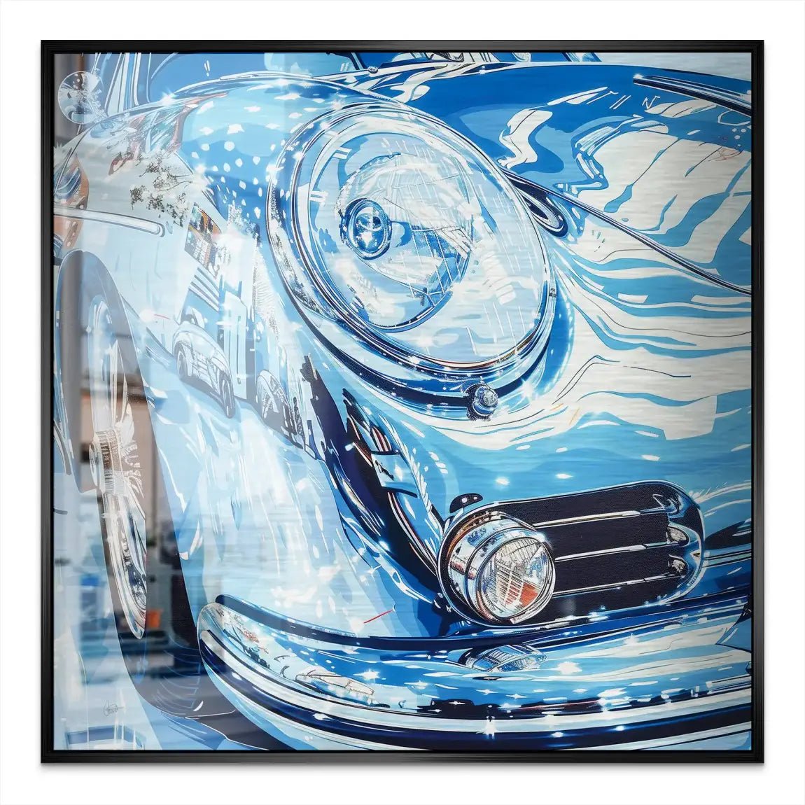 Porsche 356 Abstrakt Blue Alu Gebürstet INGALERIE