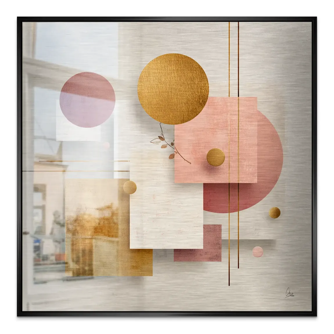 Golden Geometry Alu Gebürstet Bild