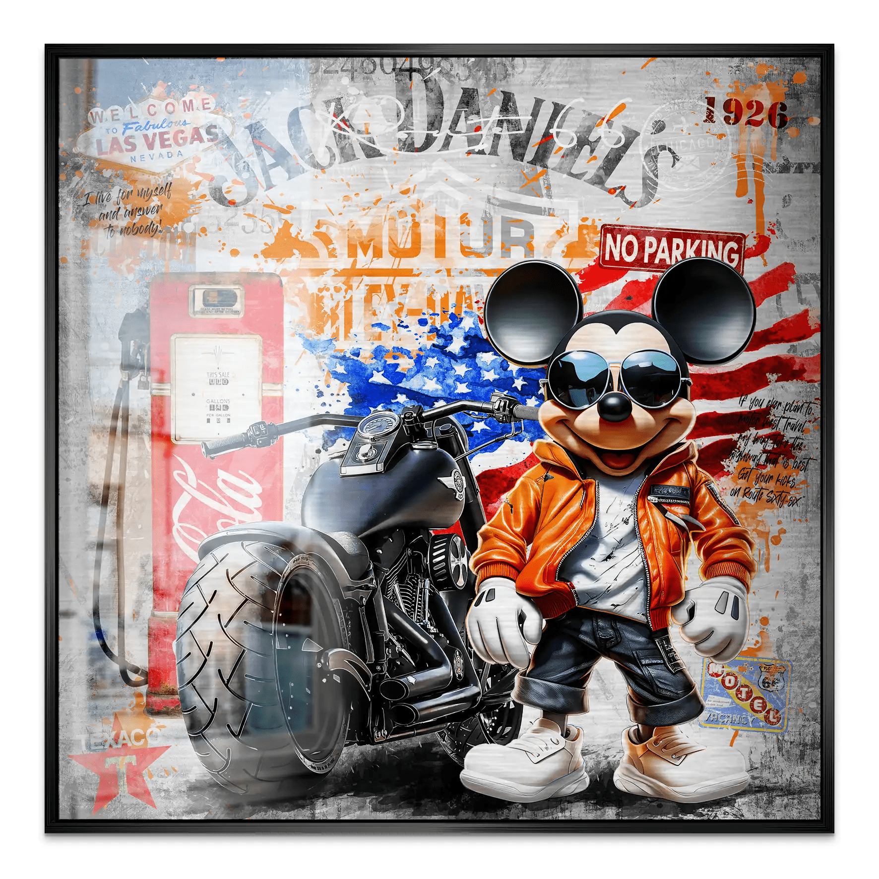 Harley Micky Maus Pop Art Alu Gebürstet Bild INGALERIE