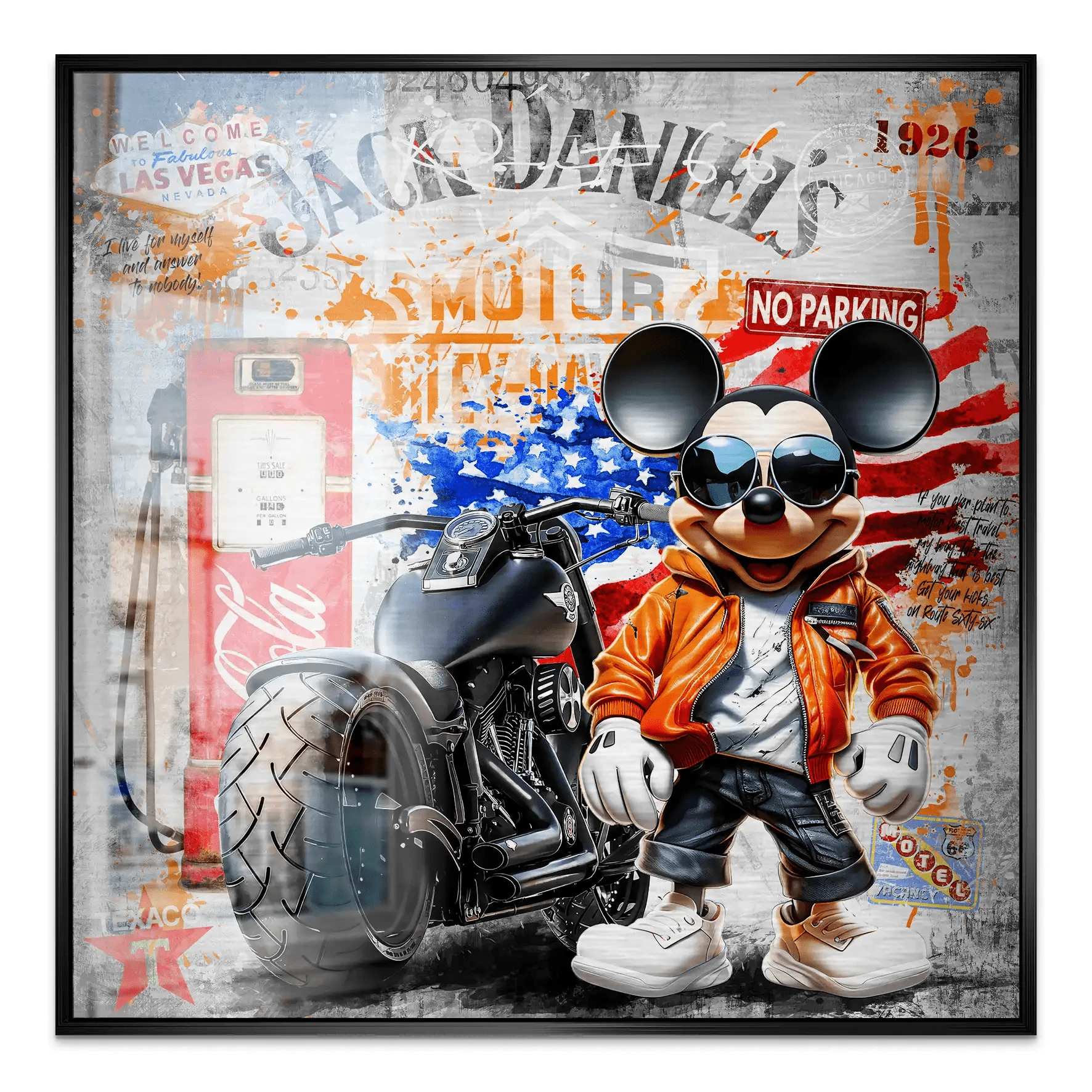 Harley Micky Maus Pop Art Alu Gebürstet Bild INGALERIE