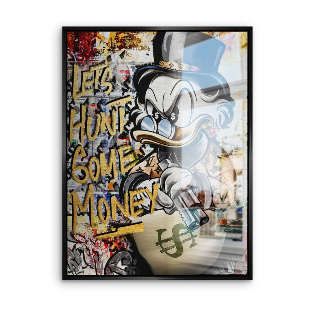 Dagobert Duck Let's Hunt Pop Art Aludibond Gebürstet Bild INGALERIE