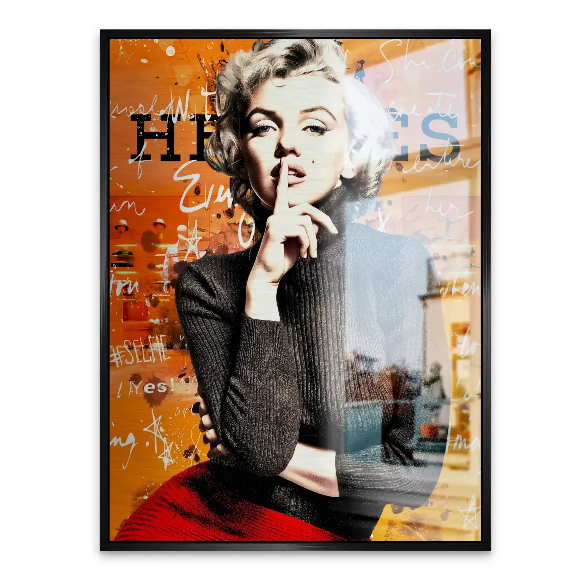 Marilyn Secret Orange Pop Art Alu Gebürstet Bild