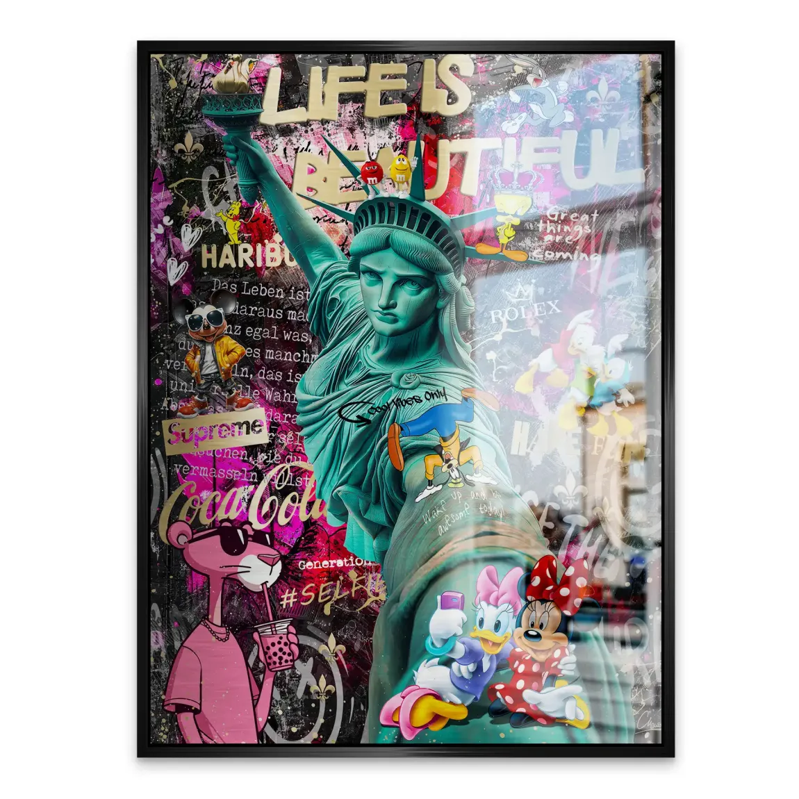 Liberty Selfie Pop Art Alu Gebürstet Bild
