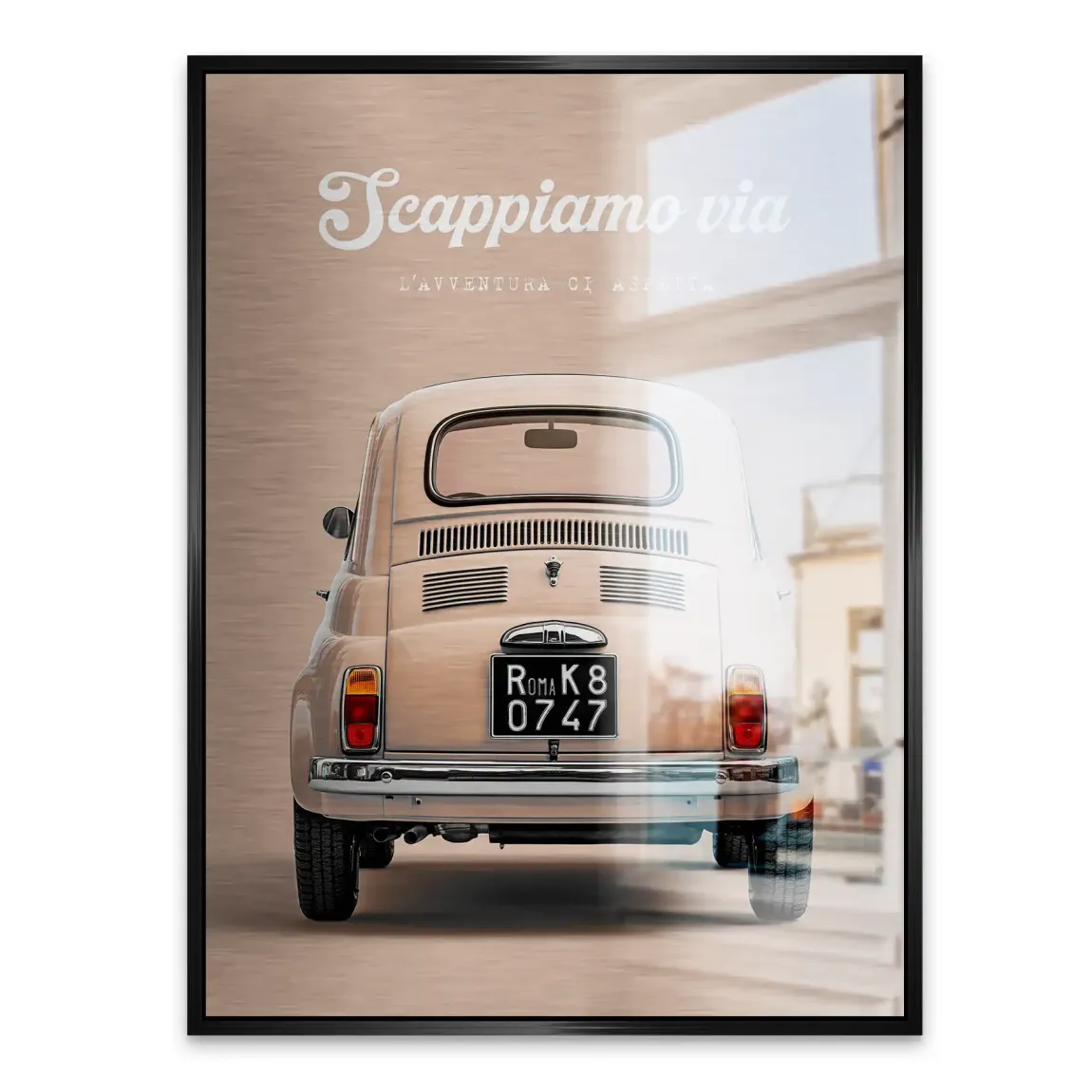 Fiat 500 Crema Aluminiumbild gebürstet