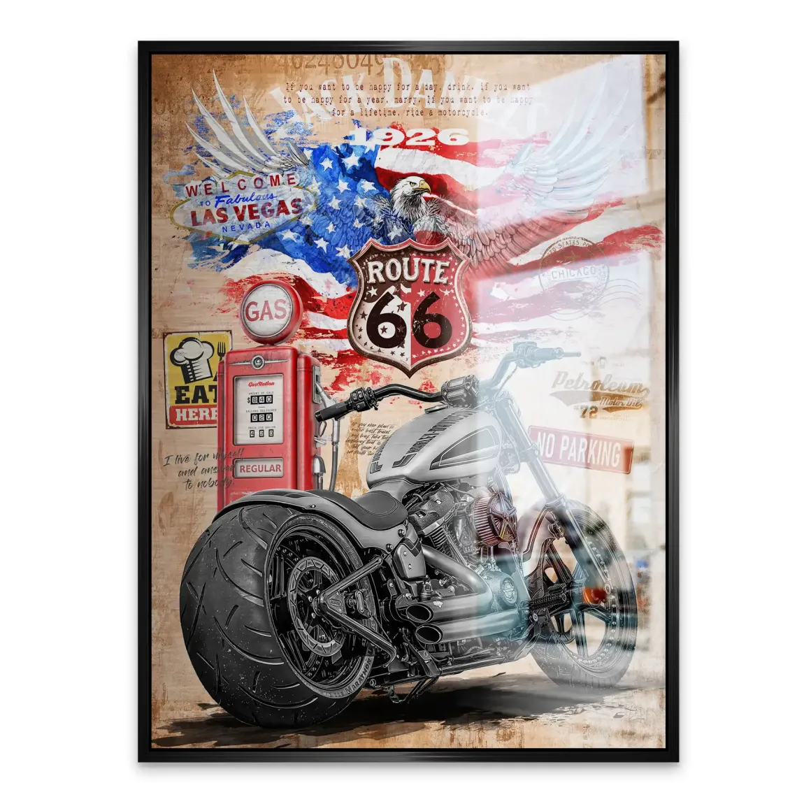 Harley Route 66 Alu Gebürstet Bild