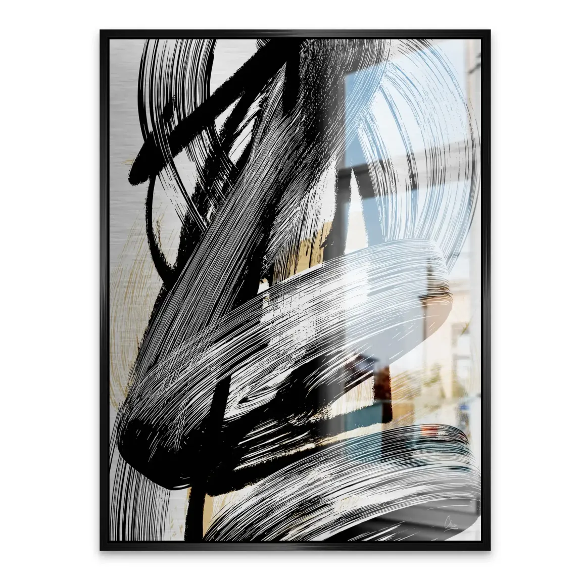 Black Motion Abstrakt Alu Gebürstet Bild