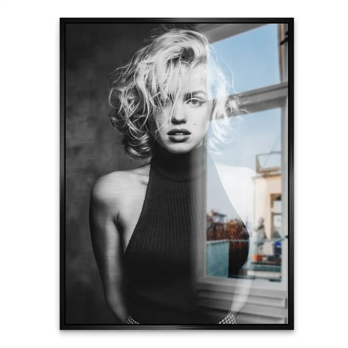 Marilyn Black and White Style Alu Gebürstet Bild