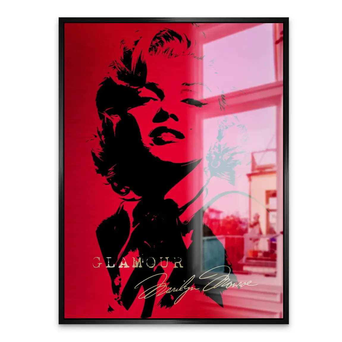 Marilyn Red Glamour Alu Gebürstet Bild