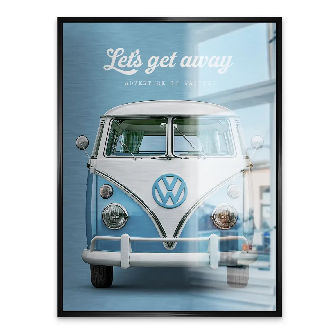 Blue VW Bulli Aluminiumbild gebürstet