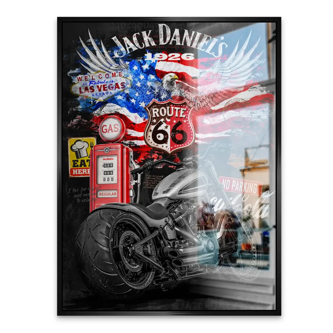 Harley Freedom Pop Art Alu Gebürstet Bild