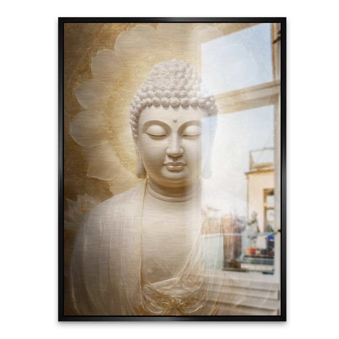 Goldener Buddha Aluminiumbild gebürstet