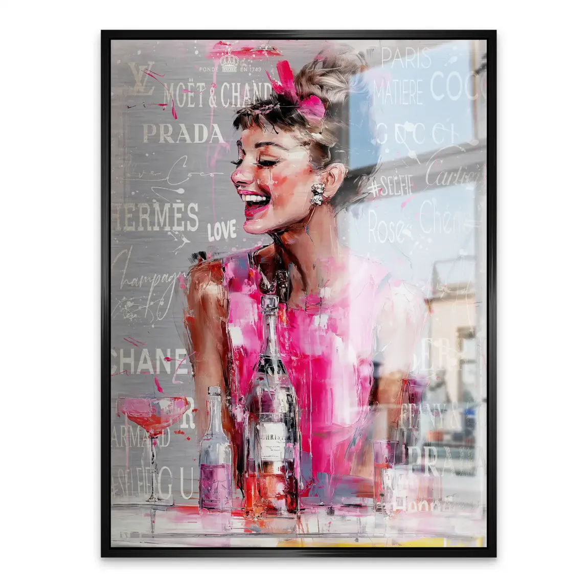 Champagne Bliss Audrey Hepburn Alu Gebürstet Bild