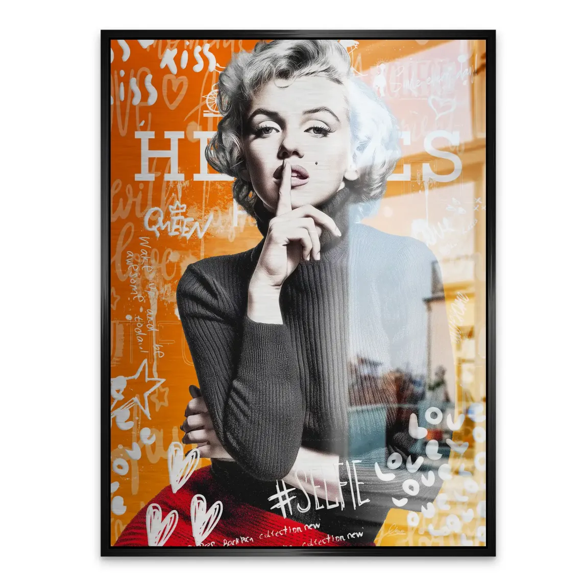Marilyn Orange Kiss Pop Art Alu Gebürstet Bild