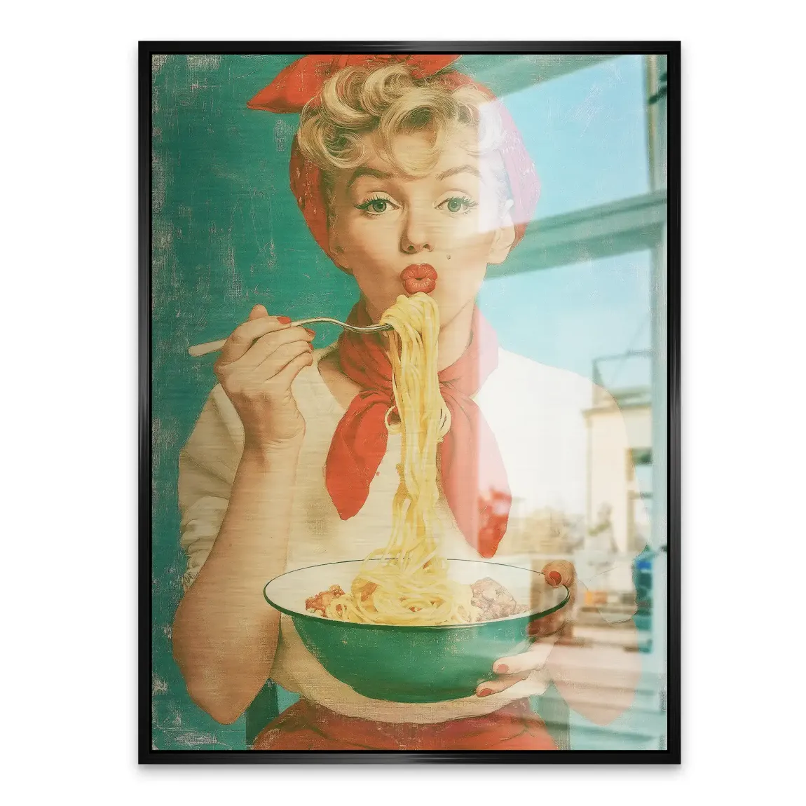 Marilyn Monroe Spaghetti Aluminiumbild gebürstet