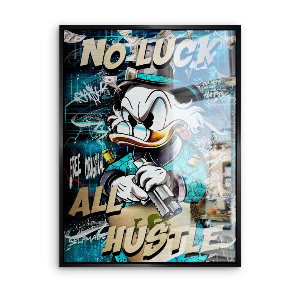 Dagobert Duck All Hustle Pop Art Aludibond Brush Bild INGALERIE