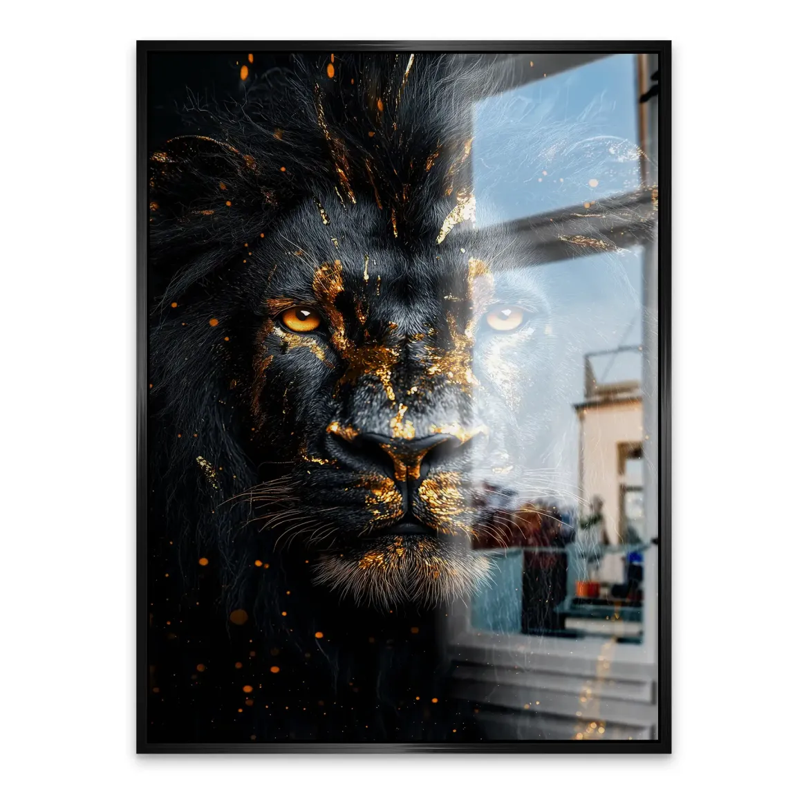 Black Lion in Gold Aludibond Gebürstet INGALERIE