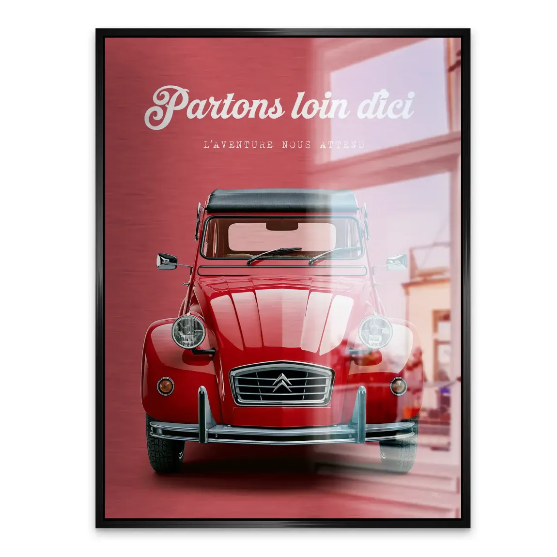 Citroen 2CV Rouge Aluminiumbild gebürstet