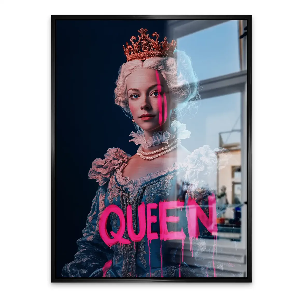 Queen Neon Art Alu Gebürstet Bild