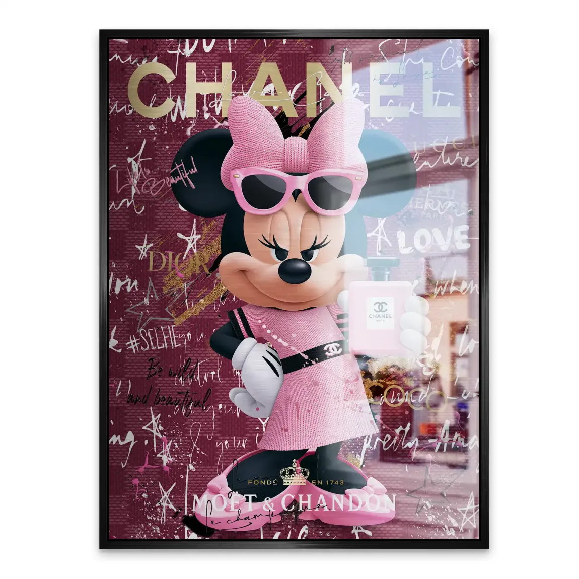 Minnie Maus Glam Chanel Aluminiumbild gebürstet