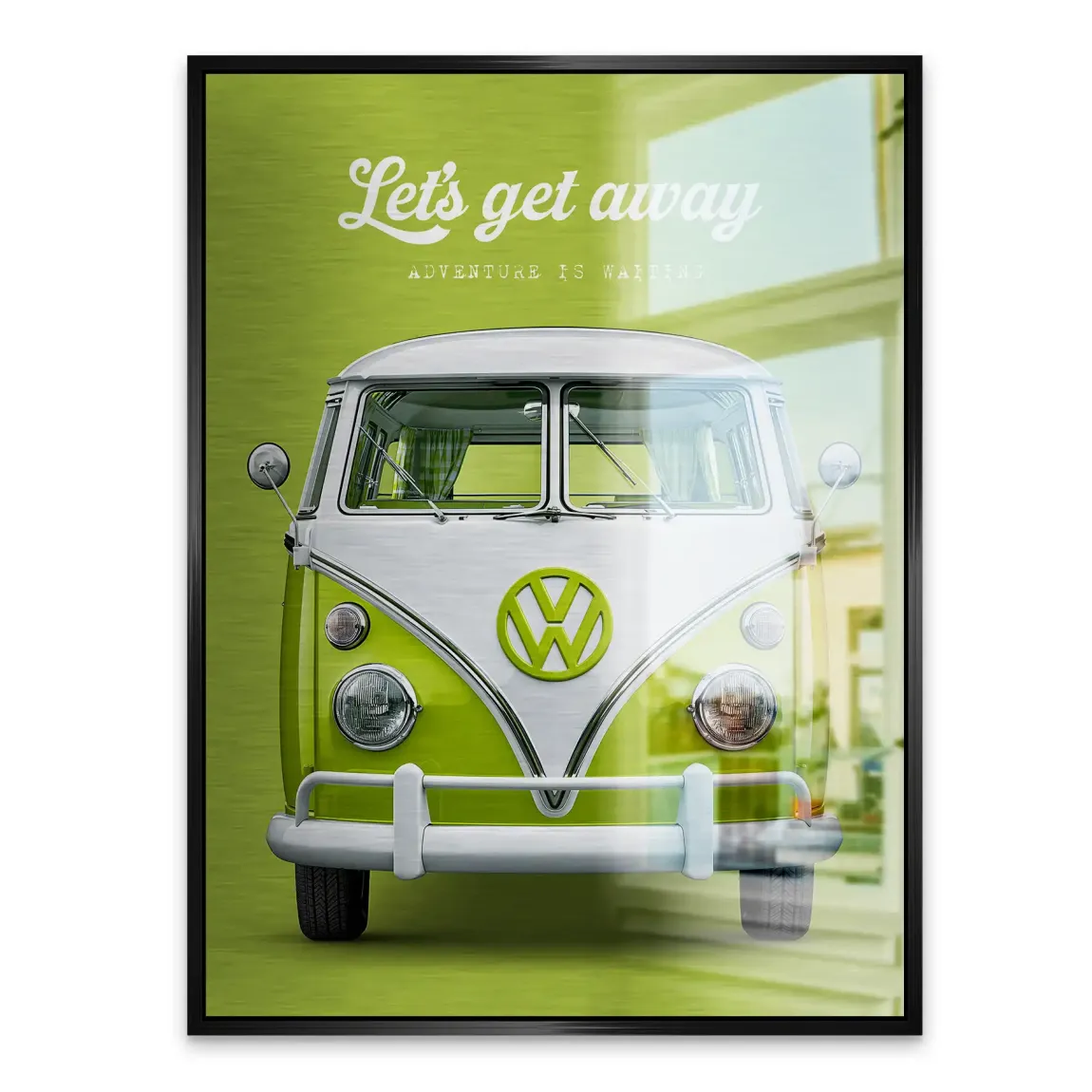 Green VW Bulli Aluminiumbild gebürstet