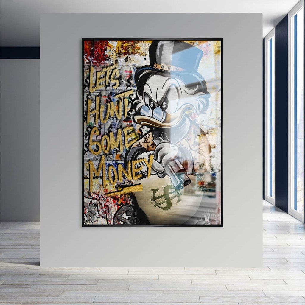 Dagobert Duck Let's Hunt Pop Art Aludibond Gebürstet Bild INGALERIE