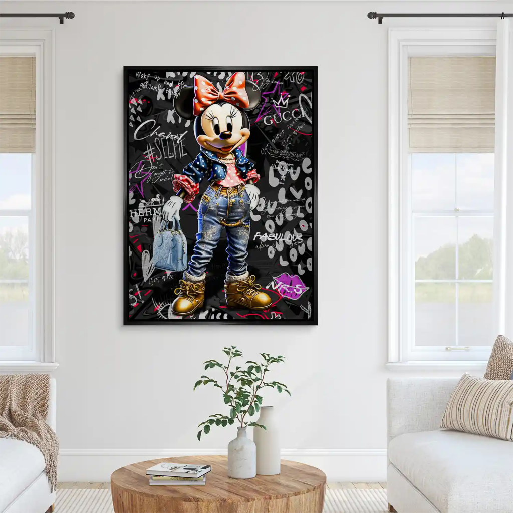 Minnie Maus Comic Street Art Alu gebürstet Bild INGALERIE
