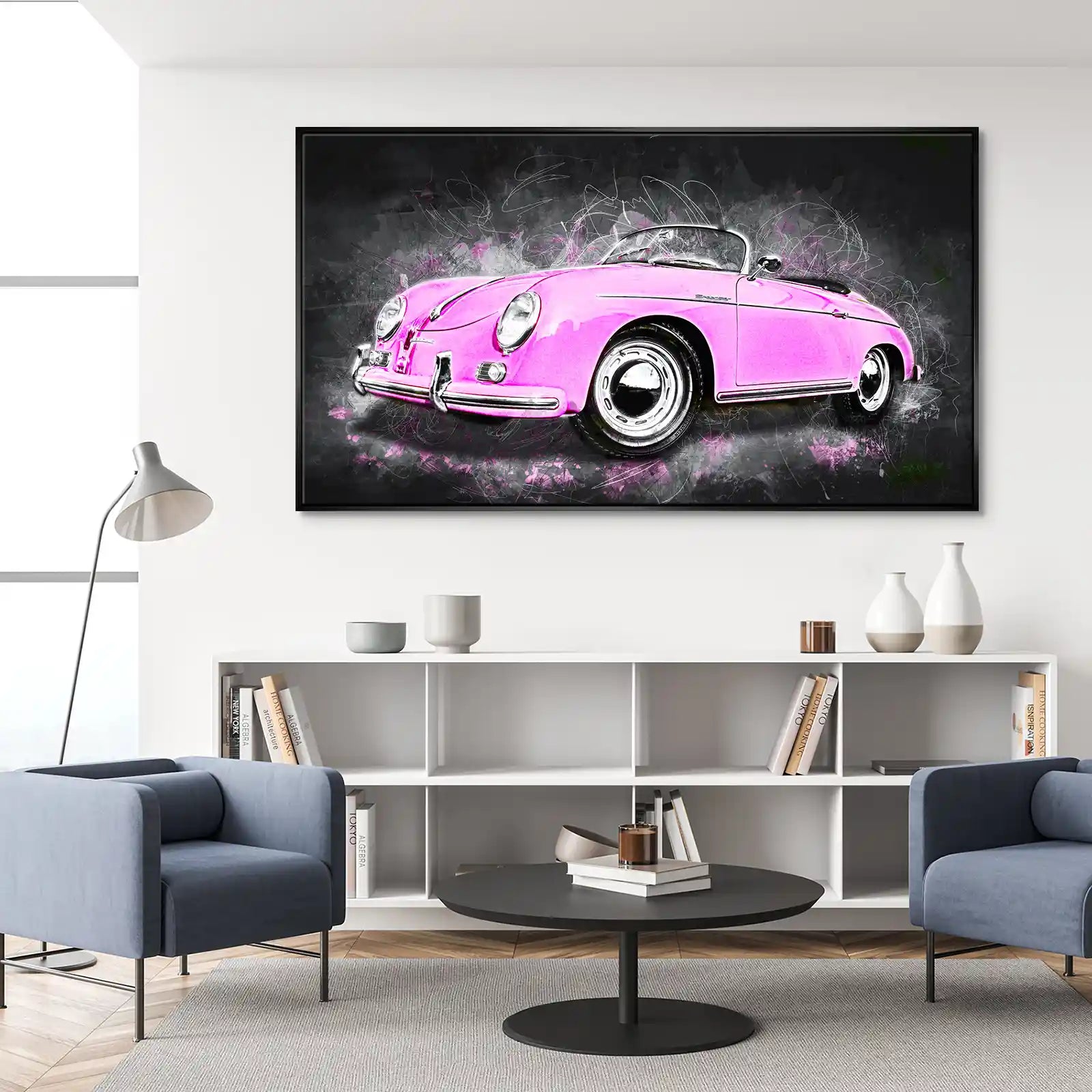 Pink Porsche Speedster Abstrakt Style Leinwand Bild INGALERIE