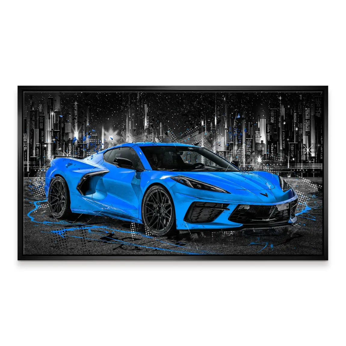 Corvette C8 Abstrak Blue Style Leinwand Bild INGALERIE