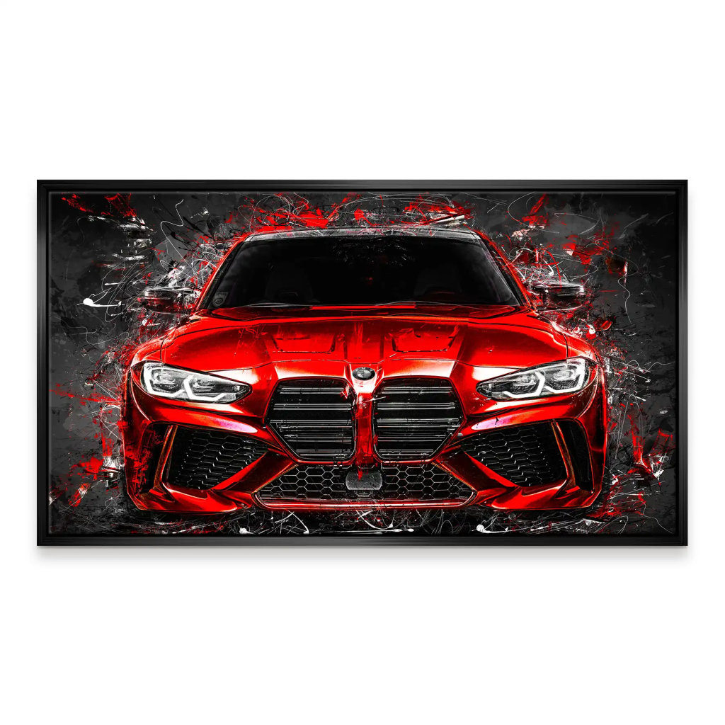BMW M4 Abstrakt Red Style Leinwand Bild INGALERIE